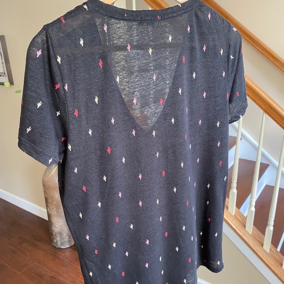 Rails Cara Black Rainbow Cactus Linen Blend Tee Size Medium - Picture 9 of 13